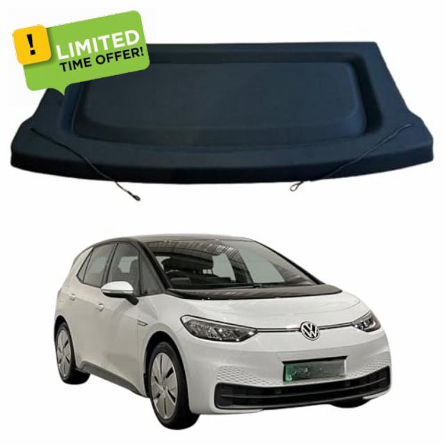 Volkswagen ID3 2020-2026 Compatible Car Parcel Shelf | Sturdy Boot Cover with Cord for Extra Storage | Space Saving Car Accessories | Black | TCC Parcel Shelf Direc
