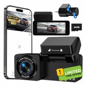 ORSKEY 4K+2.5K Dash Cam Front and Rear