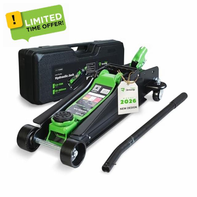 2.5 Ton Low Profile Hydraulic Trolley Jack with Carry Case – 3.3 to 13.8 inches Lift Range – Quick Lift with Rubber Pad – Portable Car Jack for Cars & SUVs – 5500 lbs Capacity