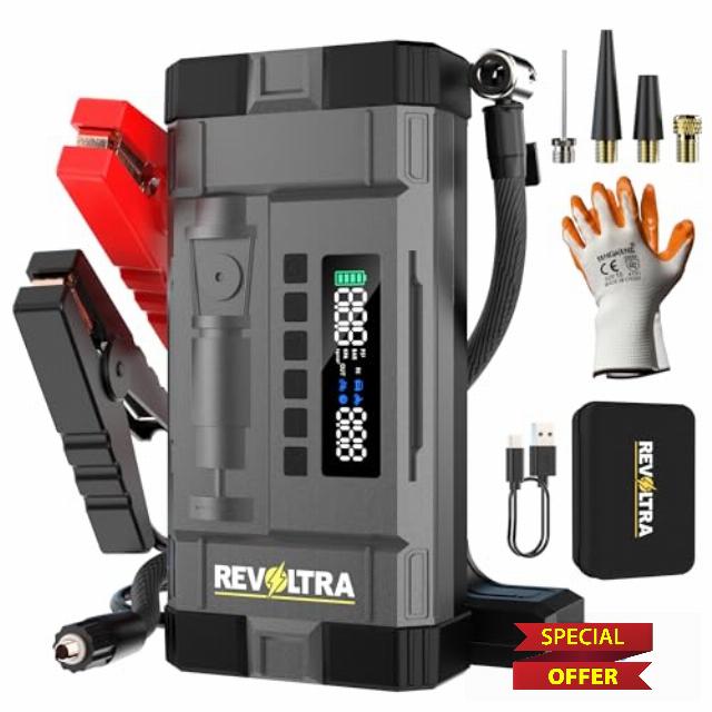 Revoltra 9-in-1 Jump Starter Power Pack With 150PSI Air Compressor