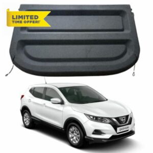 Car Parcel Shelf - Compatible with Nissan Qashqai J12 (2021-2024) | Sturdy Boot Cover with Cord for Extra Storage | Space Saving Car Accessories | Black