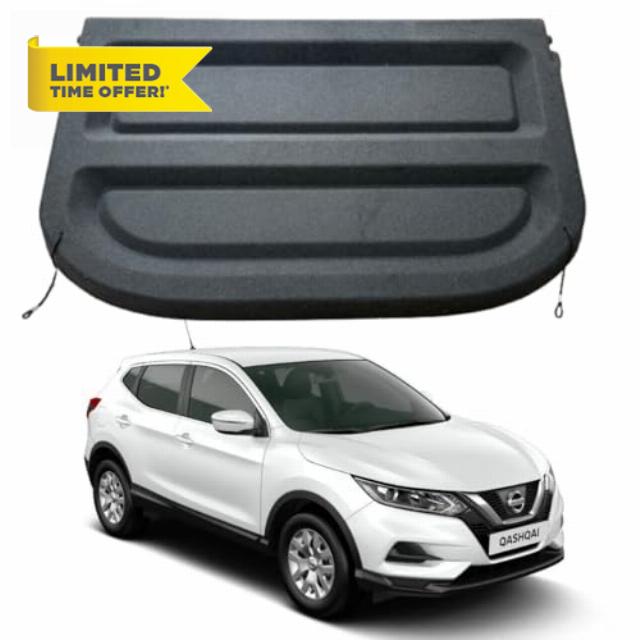 Car Parcel Shelf - Compatible with Nissan Qashqai J12 (2021-2024) | Sturdy Boot Cover with Cord for Extra Storage | Space Saving Car Accessories | Black