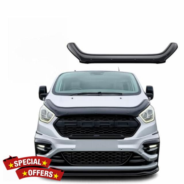Heavy Duty Bonnet Guard Bug Deflector for Ford Transit Custom 2018-2022 - ABS Bug Guard Wind Deflector - Stone Chip Window Protector - Compatible with Ford Transit Custom 2018-2022