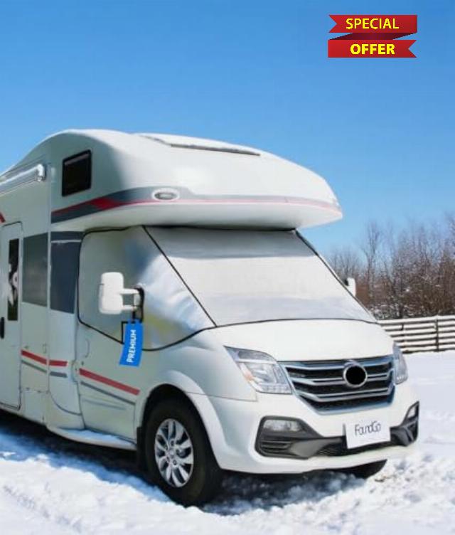 FoundGo Motorhome Windscreen Cover Thermal with Dual Zips Waterproof