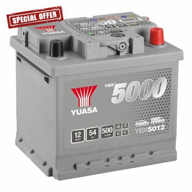 Yuasa YBX5012 12V 54Ah 500CCA Maintenance Free Car Battery | 12V SMF Battery