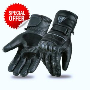 Motorcycle Gloves Waterproof Winter Leather Thermal Riding Gloves with TPU Knuckle Protection