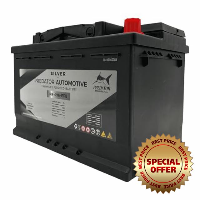 96 EFB Car Battery | 12V 72Ah 800CCA PR-096-EFB | Enhanced Flooded Car Battery for Start Stop Vehicles | Reliable Automotive Battery | Heavy Duty Replacement Battery