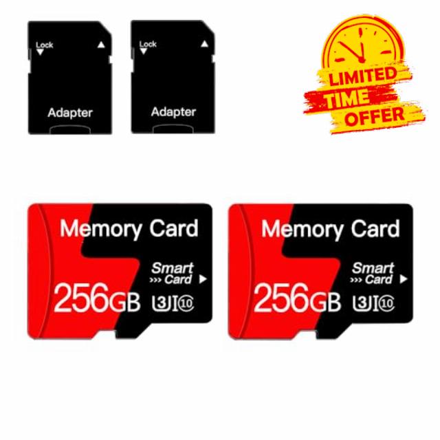 2-Pack 256GB MicroSD Memory Card Micro Memory With Adapter Class 10