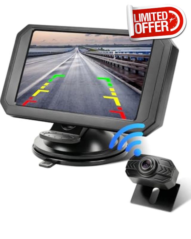 5" Digital Wireless Reversing Camera AHD 1080P Rear View Camera Night Vision Rear View Cam 120°Large Wide Angle IP69 Waterproof Intelligent Guide Lines for Car Truck Trailer RV Campe