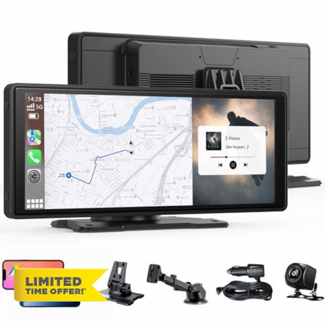 10.26" Wireless Carplay Screen for Apple CarPlay & Android Auto