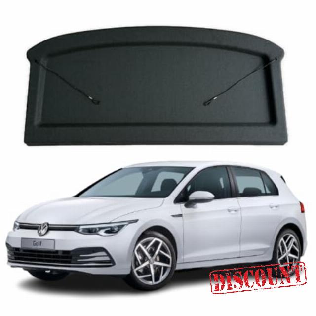 Car Parcel Shelf - Compatible with Volkswagen Golf MK8 (2020-2024) | Sturdy Boot Cover with Clips and Cord for Extra Storage | Space Saving Car Accessories | Black