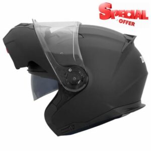 Zorax ZOR-729 Flip Up Helmet With Double Visor Motorbike Ece 2206 Approved - Matt Black M(57-58cm)