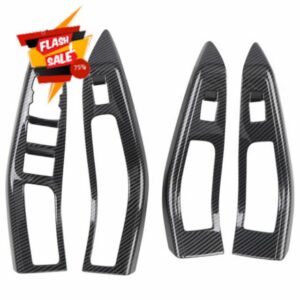 Door Window Switch Panel Covers for Ford Puma 2019–2024 (Right-Hand Drive) – 4‑Piece Carbon Fibre Effect Armrest Trim