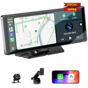 10.26" Wireless Car Stereo for Apple Carplay & Android Auto with 1080P Backup Camera