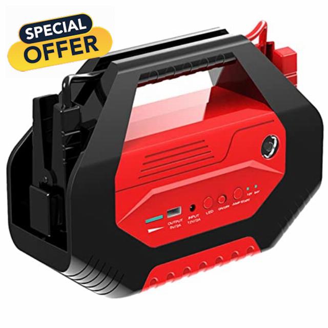 Portable Car Jump Starter 1000A Peak Current with USB Charging Port and LED Light for Emergency Vehicle Battery Boosting