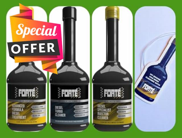 FORTE DIESEL TREATMENT+ SPECIALIST INJECTOR CLEANER + TURBO CLEANER & EGR VALVE TREATMENT 3 PACK + Free Car Airfreshner - REDUCES EMISSIONS - IMPROVES PERFORMANCE