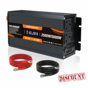 Yinleader Power Inverter 2500W /5000W DC 12V to 240V AC with LCD Display Power Converter with 2 UK Sockets & 2 USB Ports for Car Camping RV Household Truck