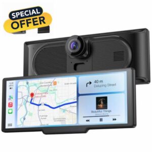 9.26" Wireless Portable Car Play Screen with 4K Front & HD Rear Dual Dash Cam for Apple CarPlay Android Auto Car Tablet Pro Max with OTA Updates