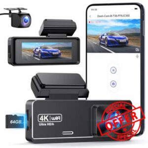 PENEMAY Dash Cam Front and Rear 4K+1080P