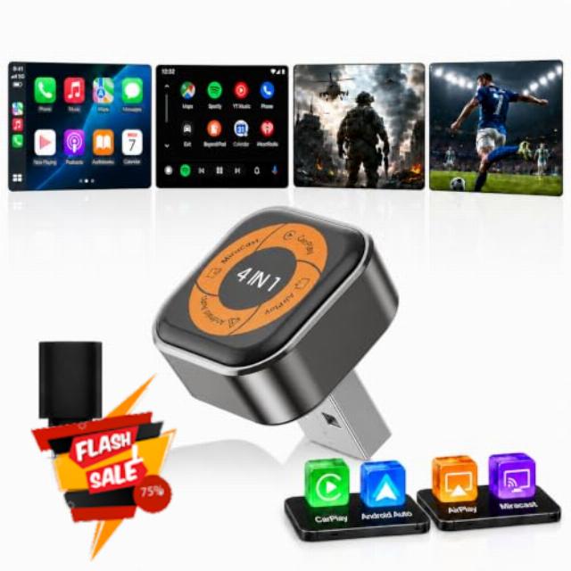 Spedal 4 in 1 Wireless CarPlay Adapter with Android Auto/AirPlay/CarPlay/Mirror Link