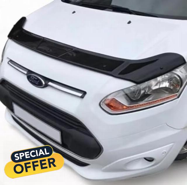 TO FIT FORD TRANSIT CONNECT GLOSS BLACK BONNET WIND STONE DEFLECTOR PROTECTOR NOT BONNET BRA 2014-2018
