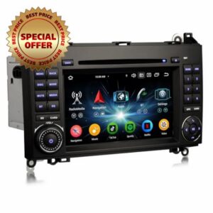 Erisin 7 Inch Android 16 Head Unit Car Stereo Bluetooth for Mercedes A/B Class W169 W245 Sprinter Viano Vito VW Crafter Sat Nav CarPlay Android Auto WiFi 4G DAB+ DSP RDS DVR DVD CD Player Canbus SWC