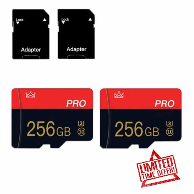 2 Pack Micro Memory Card 256GB Class 10 TF Card with Adapter High Speed Memory Card for Tablet