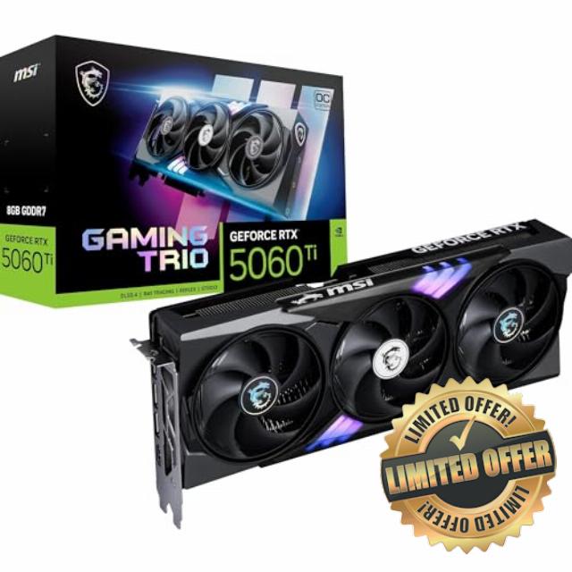 MSI GeForce RTX 5060 Ti 8G GAMING TRIO OC Graphics Card - RTX 5060 Ti GPU
