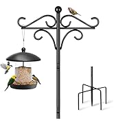 Bird Feeders Hanging Station Stand, 197cm Bird Feeding Poles Hangers Free Standing for Garden Met...
