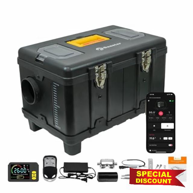 Sunster 12/24V&110-240V Portable Diesel Heater,8KW Toolbox Night Parking Heater with APP Control