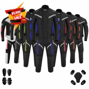 Mens Motorbike 2 Piece Suit Cordura Motorbike Jacket and Trousers CE armoured Waterproof protective Gear For mens boys Riders