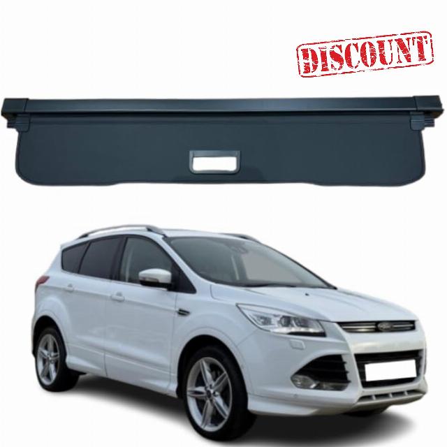 Car Parcel Shelf - Compatible with Ford Kuga MK2 2013-2018 | Sturdy Rectractable Boot Cover for Extra Storage | Space Saving Car Accessories | Black