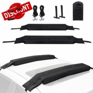 Universal Soft Roof Rack Pads for Kayak/Surfboard/SUP/Canoe with 15FT Tie-Down Straps and Storage Bag