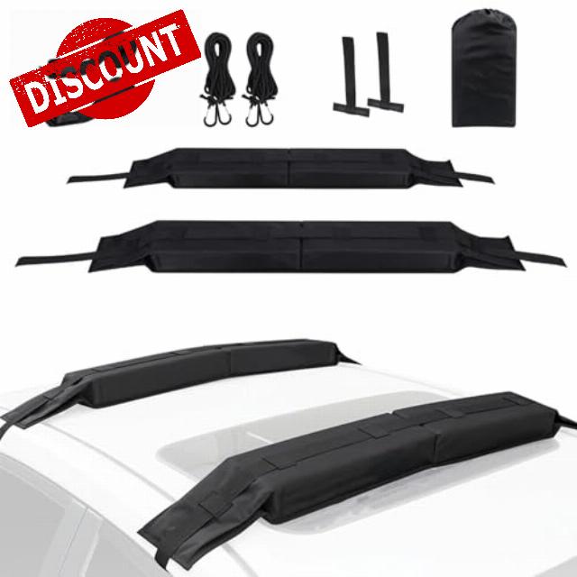 Universal Soft Roof Rack Pads for Kayak/Surfboard/SUP/Canoe with 15FT Tie-Down Straps and Storage Bag