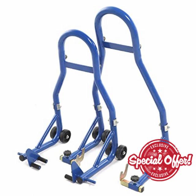 2PCS Paddock Stand Motorcycle Rear Heavy Duty Rear Motor Bike Workshop Pit Motorcycle Paddock Stand Back Wheel Lift Chock for Lifting The Bike