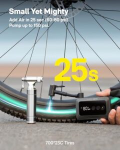 Mini Bicycle Tyre Inflator Portable 150PSI | Fast Inflate with Pressure Gauge
