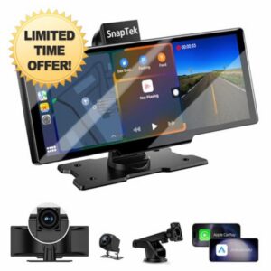 10.26" Wireless Car Screen for Apple Carplay & Android Auto with 4K Front + 1080P Backup Camera