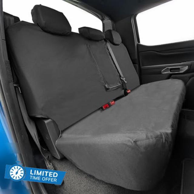 Fits: Ford Ranger Rear Seat Covers Waterproof – Heavy Duty 600D Tailored Back Seat Covers – Fits Ford Ranger Double Cab 2012-2022 & 2022+ – Wildtrak