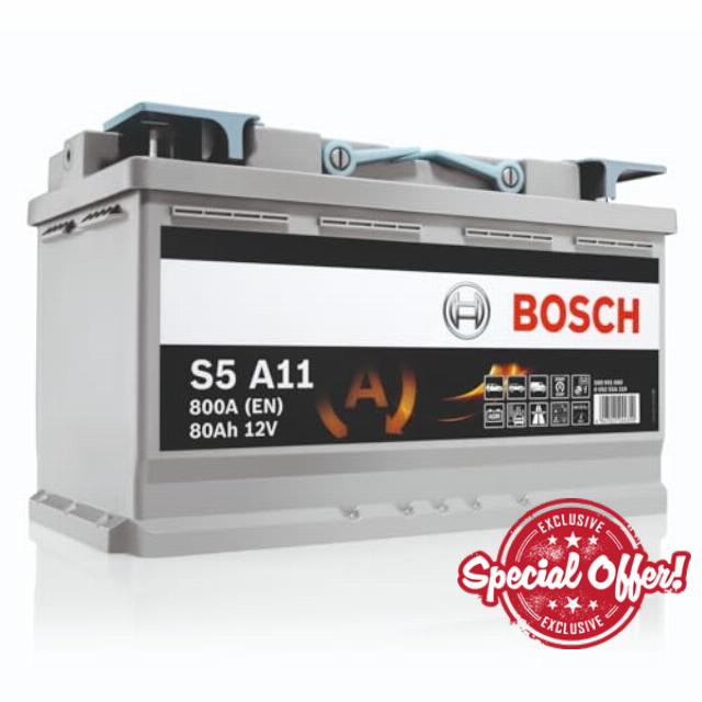 Bosch S5A11 Car Battery 80A / h-800A | for Vehicles with Start/Stop System