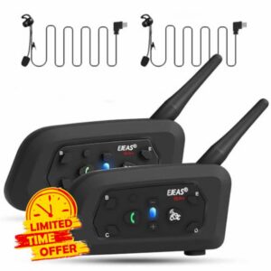 EJEAS V6C Football Referee Bluetooth Intercom Headset with CVC Noise Reduction and Armbag for 2 Referees Intercom (2 Pack)