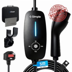 EV Charger 5M with 3 Pin UK Plug for Electric and Hybrid Vehicles | 6-13A Adjustable