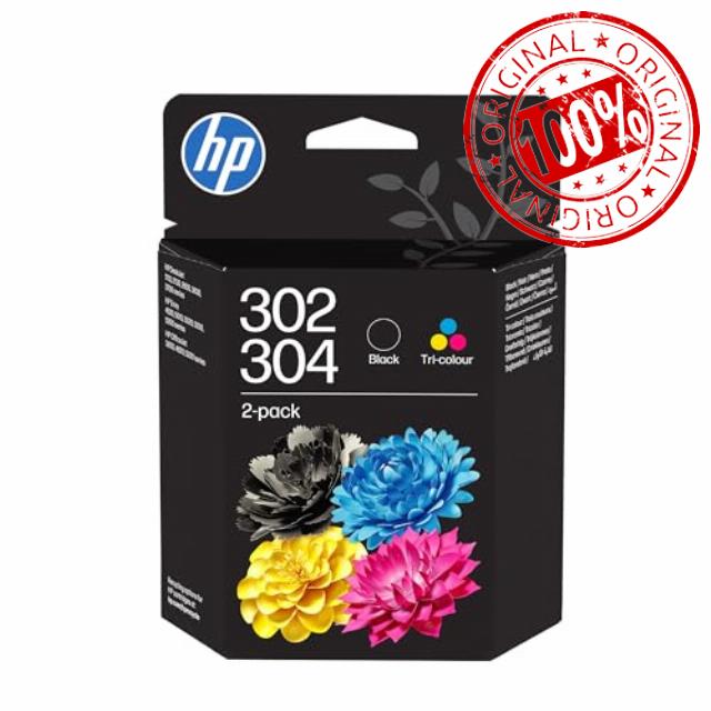 HP 302/304 Black/Tri-Color Original Ink Cartridge 2-Pack (B82L1AE)- Works DeskJet 1110