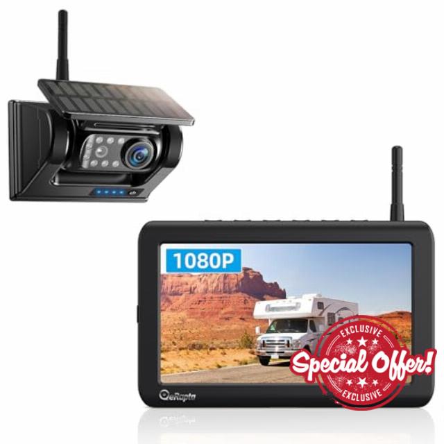 Solar Powered Wireless Reversing Camera Kit 7" 1080P Monitor