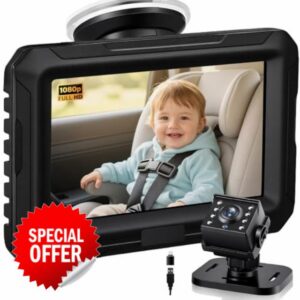 Zacro Baby Car Camera HD 1080P - Baby Car Mirror 4.3'' Display for Rear Seat with Night Vision Function