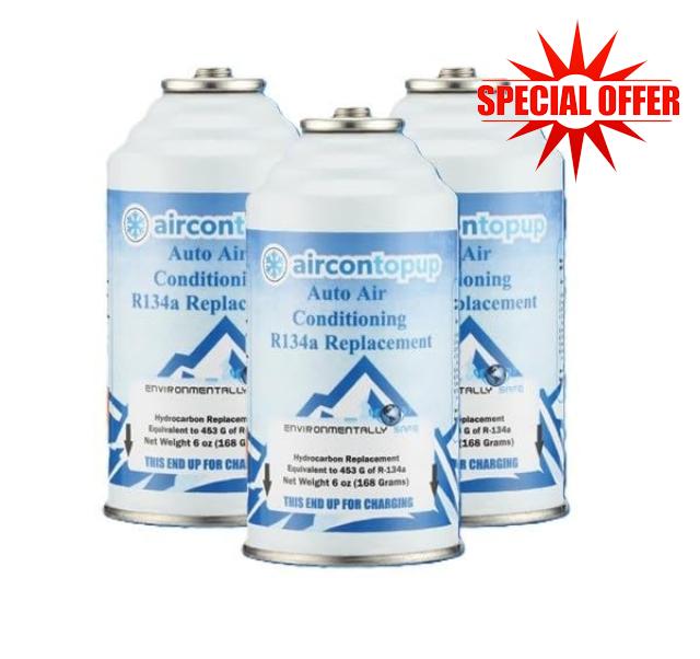 Car Aircon Air Con Air Conditioning Top Up Recharge Refill Regas Can x 3 DIY Gas