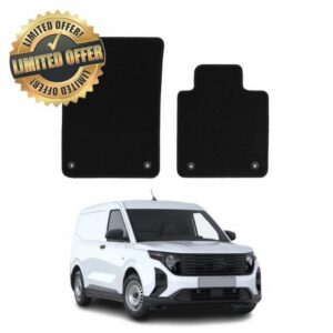 GCM - Car Floor Mats for Ford Transit Courier Van 2024+ Full Coverage Floor Protection - Anti Slip & Fit Car Mat with Clips Easy to Clean Car Carpet for All-Weather (Blue Edging