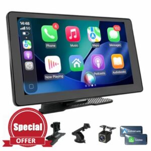 9" Wireless Carplay Android Auto Screen for Car - Carplay Screen with Rear Camera | FM Transmitter