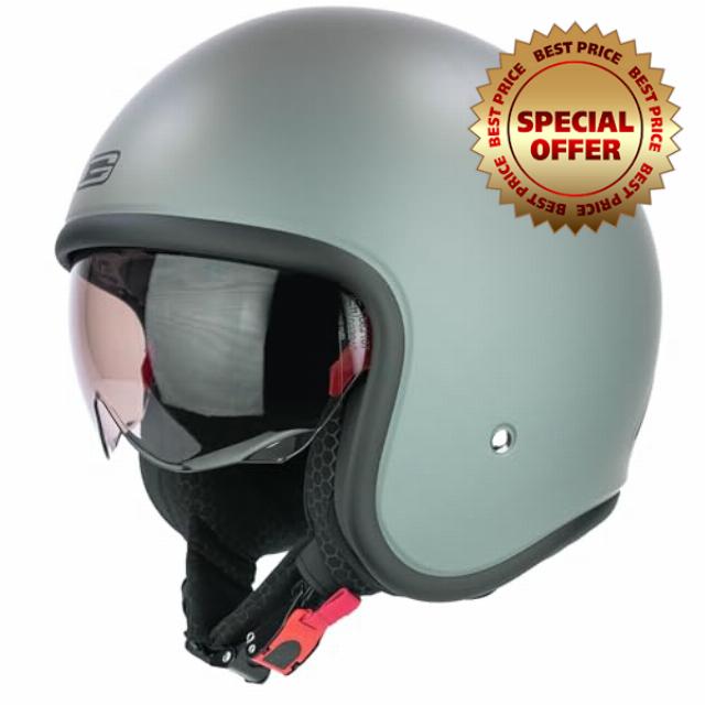 G-Mac Rebel Evo V2 Open Face Motorcycle Helmet ECE 22.06 with Drop Down Sun Visor – Classic Low Profile Retro Jet Helmet for Scooter