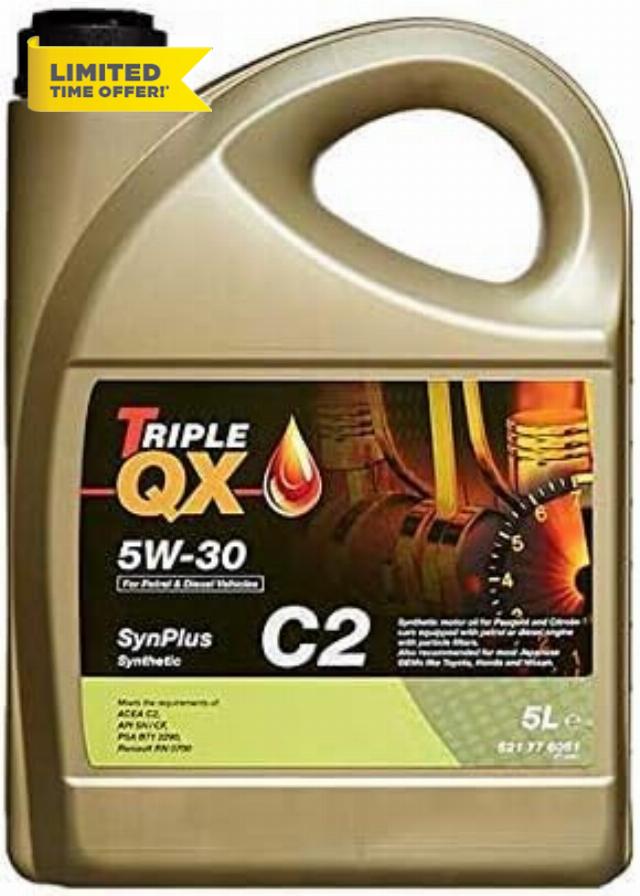 Triple QX 521776051 SynPlus 5L Engine Oil 5 Litre 5W30 C2 Fully Synthetic