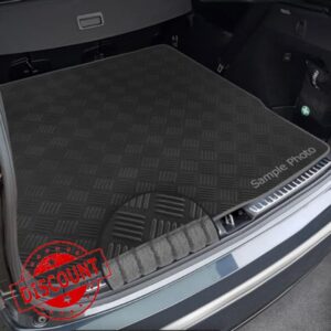 To fit Land Rover Discovery Sport (2014-2020) Custom Checker Rubber Boot Mat + Grey Ribbed Ribbed Trim [CHECK-103410B]